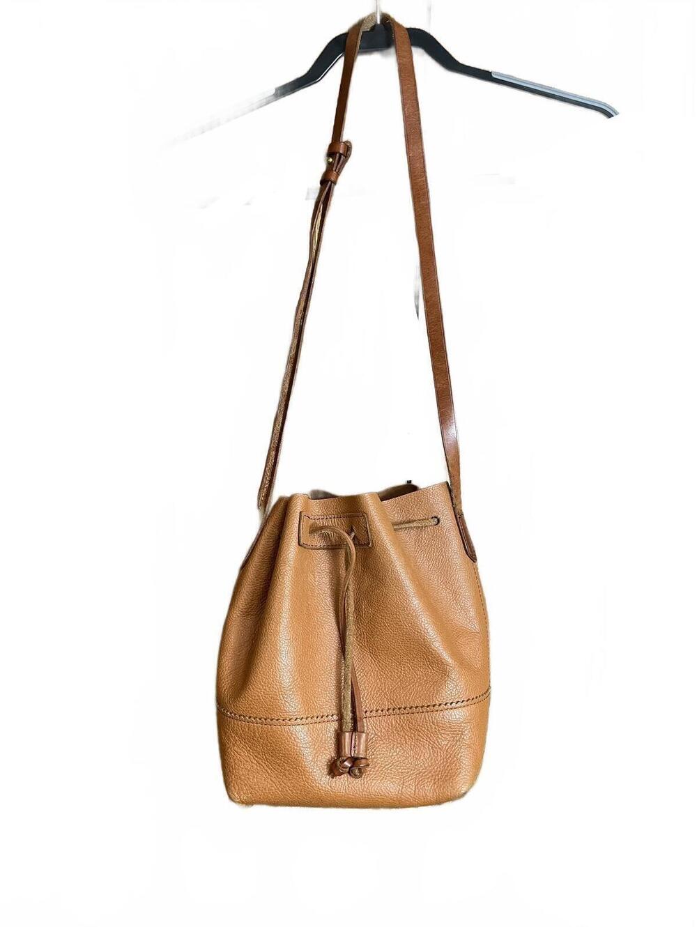 J Crew tan leather bucket purse, bag